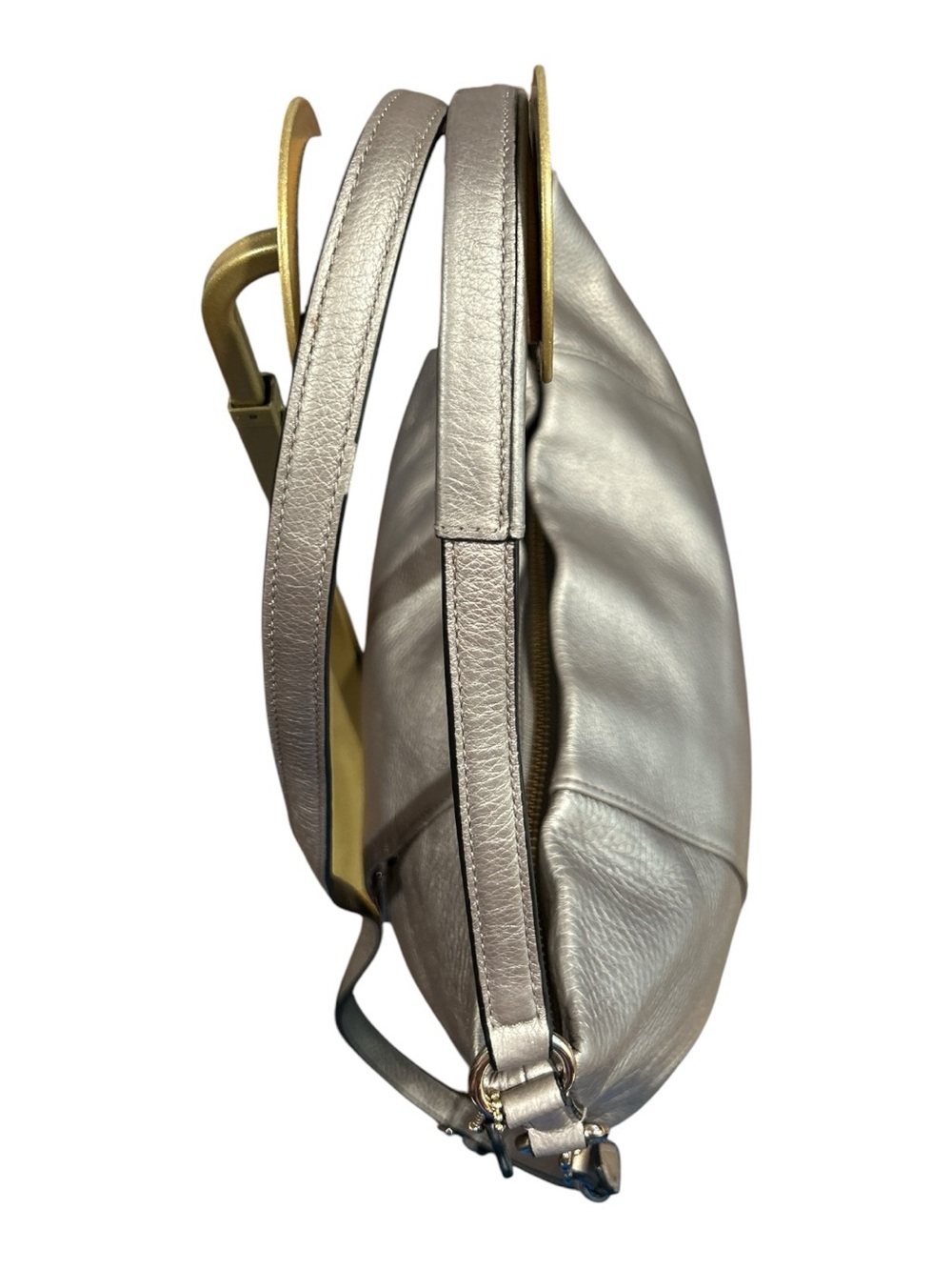 Coach Metallic Silver Pebbled Leather Shoulder Bag - Picture 5 of 9